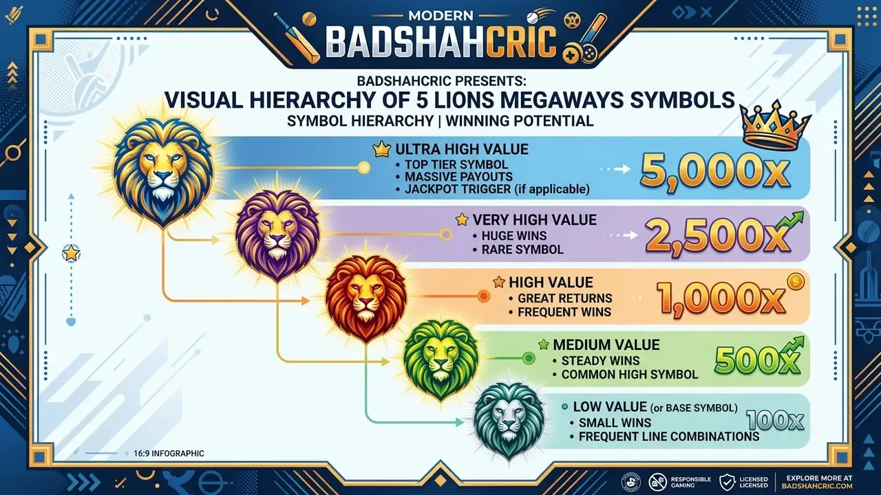 5 lions megaways slot symbols explanation